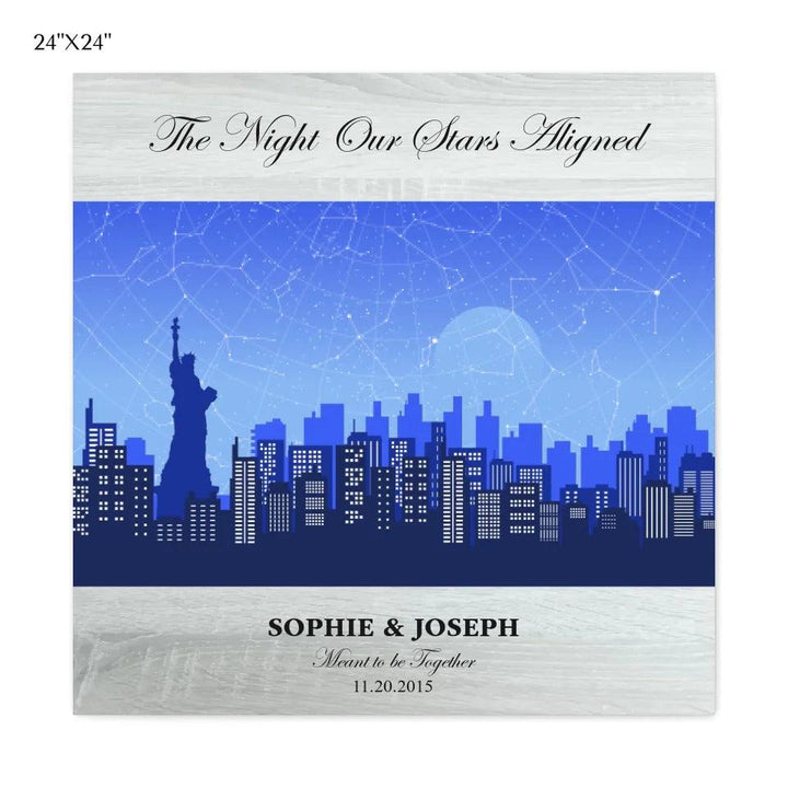 Custom Wall Art - Blue New York Cityscape Star Map - ARTFULANE