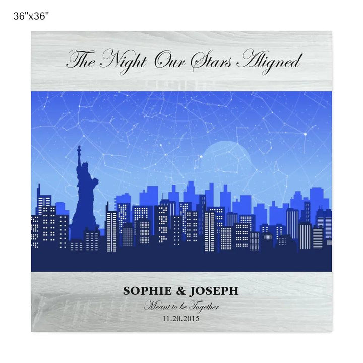 Custom Wall Art - Blue New York Cityscape Star Map - ARTFULANE