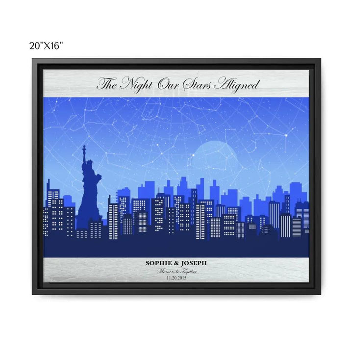 Custom Wall Art - Blue New York Cityscape Star Map - ARTFULANE
