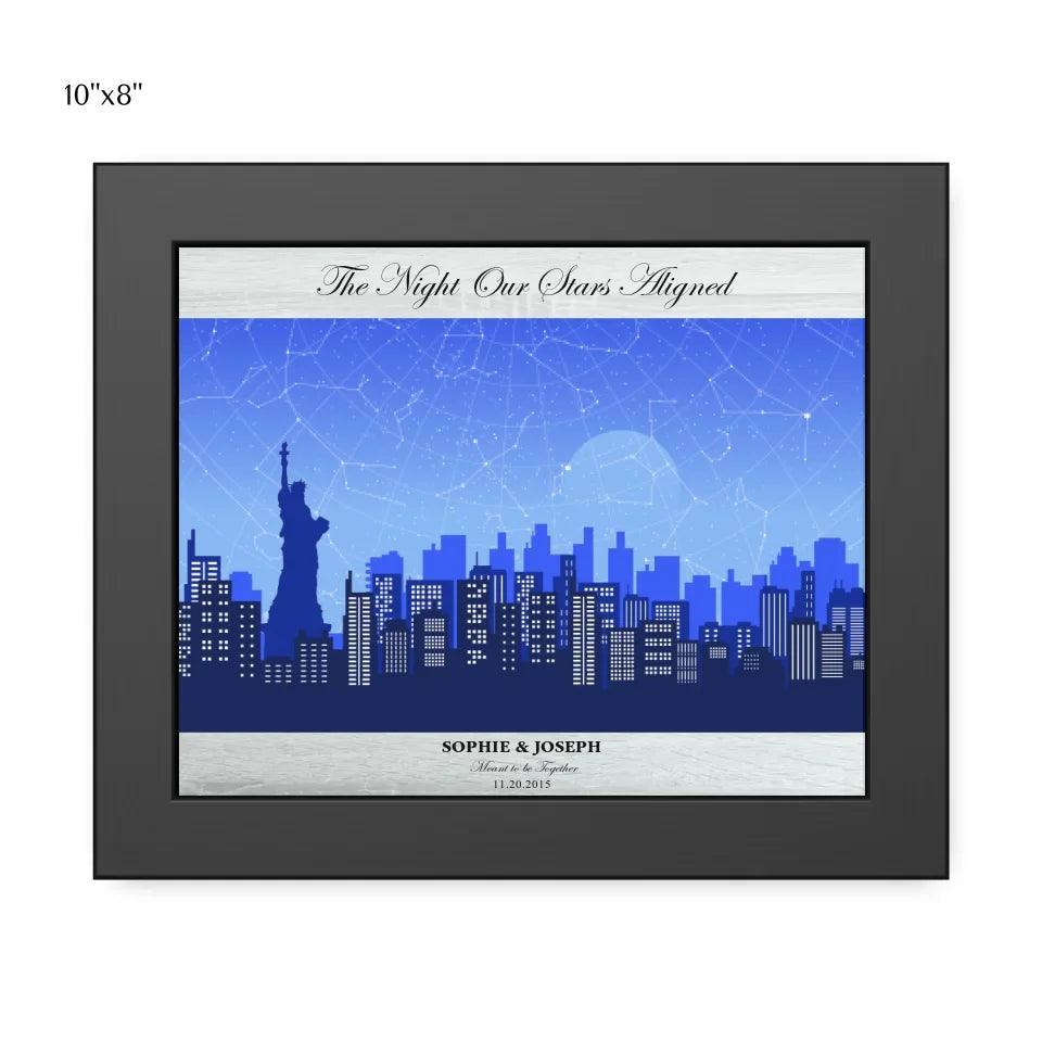 Custom Wall Art - Blue New York Cityscape Star Map - ARTFULANE