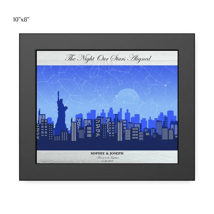 Custom Wall Art - Blue New York Cityscape Star Map - ARTFULANE
