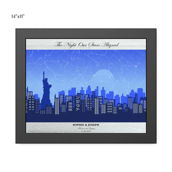 Custom Wall Art - Blue New York Cityscape Star Map - ARTFULANE