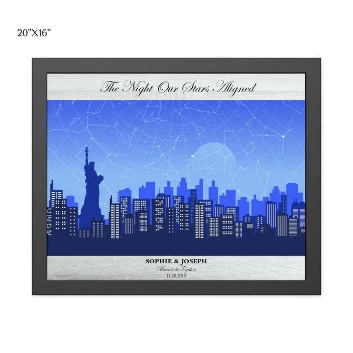Custom Wall Art - Blue New York Cityscape Star Map - ARTFULANE