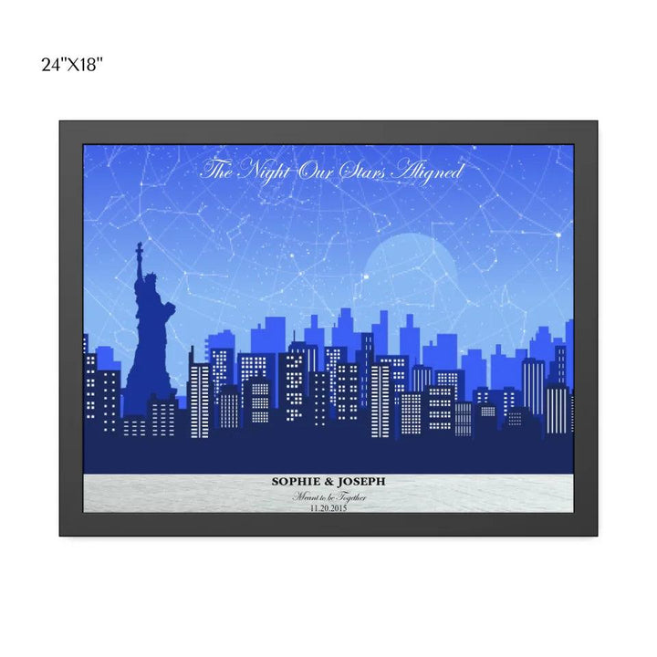 Custom Wall Art - Blue New York Cityscape Star Map - ARTFULANE