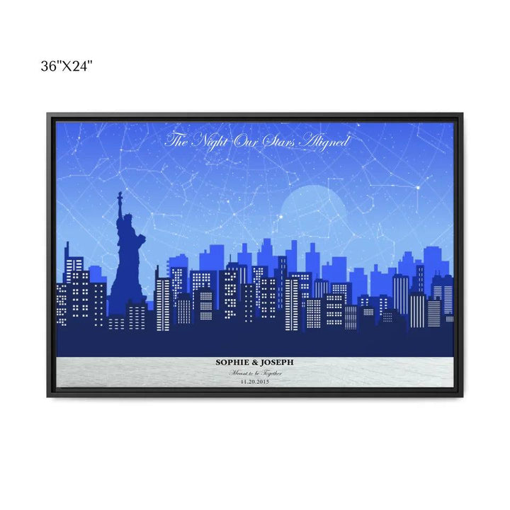 Custom Wall Art - Blue New York Cityscape Star Map - ARTFULANE