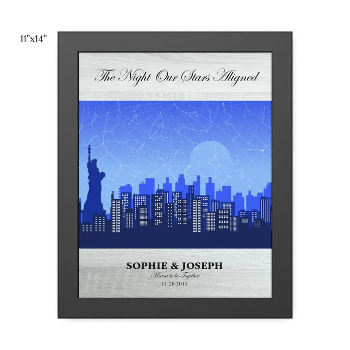 Custom Wall Art - Blue New York Cityscape Star Map - ARTFULANE