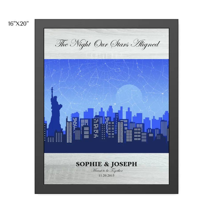 Custom Wall Art - Blue New York Cityscape Star Map - ARTFULANE
