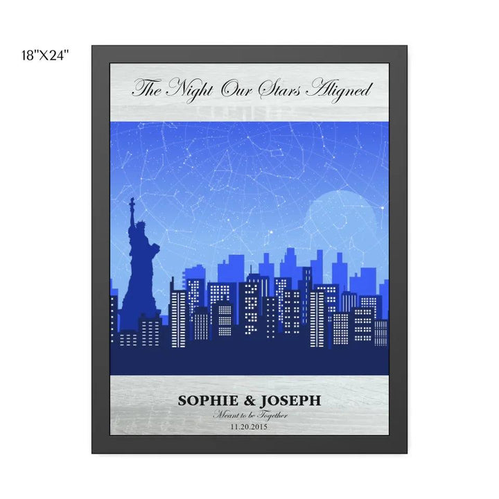 Custom Wall Art - Blue New York Cityscape Star Map - ARTFULANE