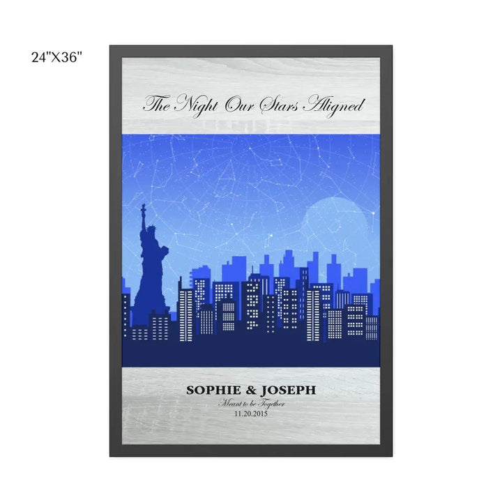Custom Wall Art - Blue New York Cityscape Star Map - ARTFULANE