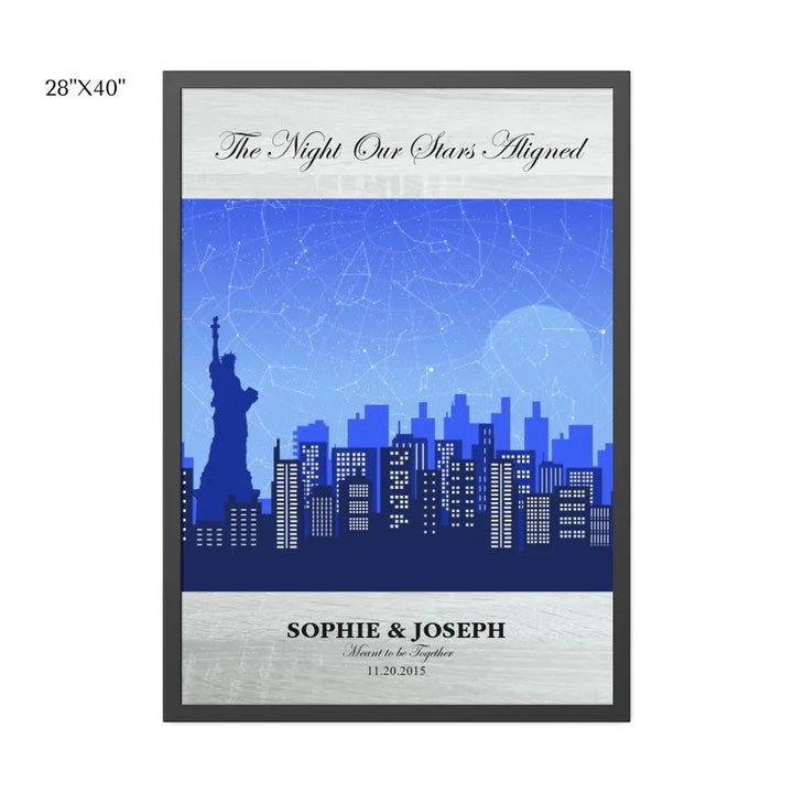 Custom Wall Art - Blue New York Cityscape Star Map - ARTFULANE