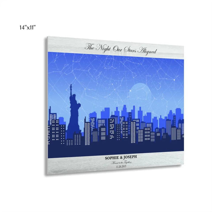 Custom Wall Art - Blue New York Cityscape Star Map - ARTFULANE