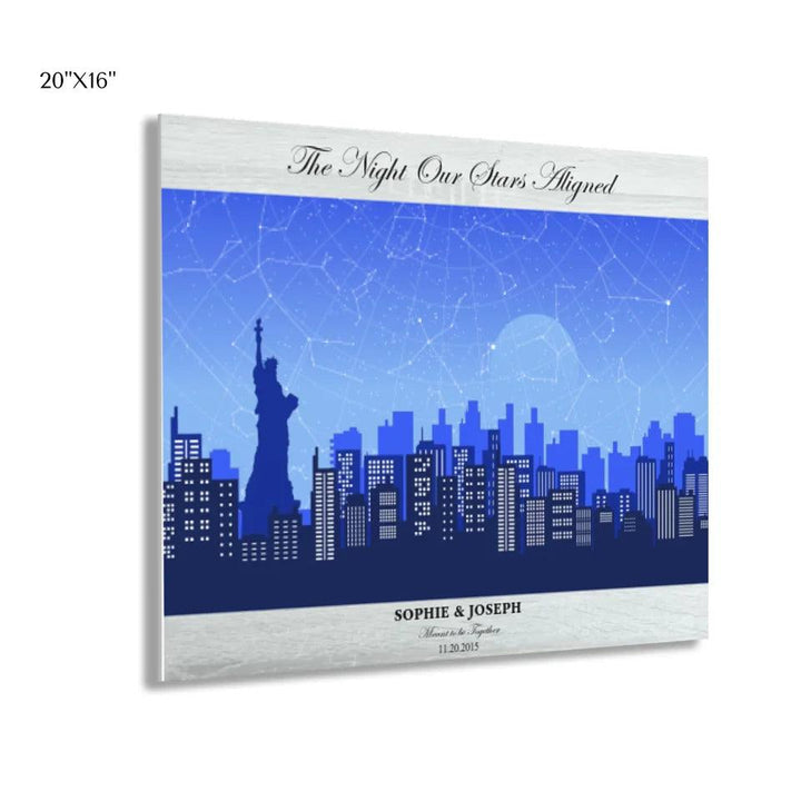 Custom Wall Art - Blue New York Cityscape Star Map - ARTFULANE
