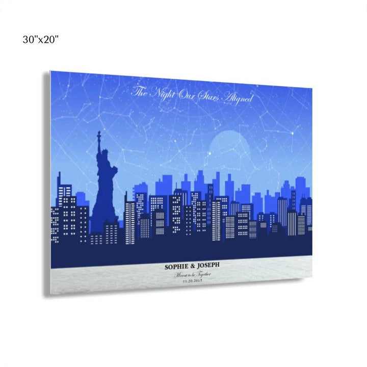Custom Wall Art - Blue New York Cityscape Star Map - ARTFULANE