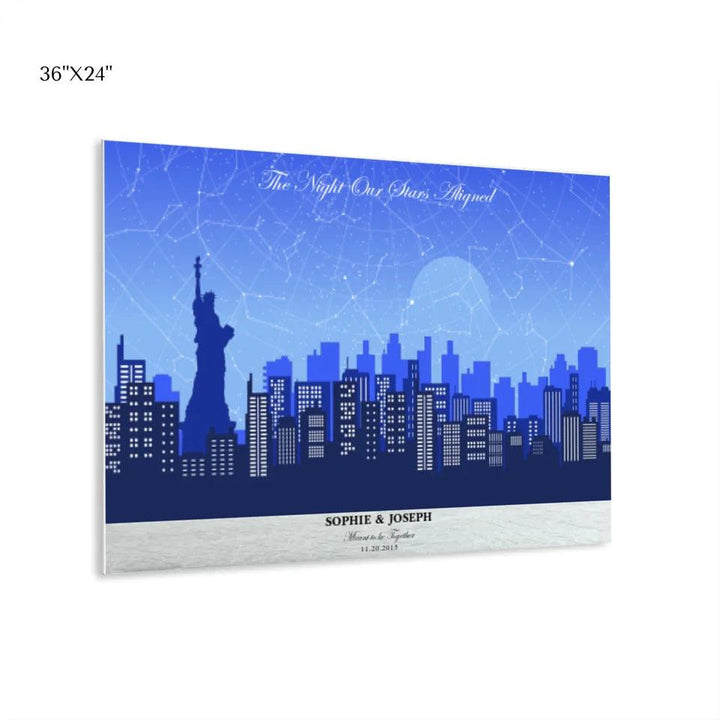 Custom Wall Art - Blue New York Cityscape Star Map - ARTFULANE