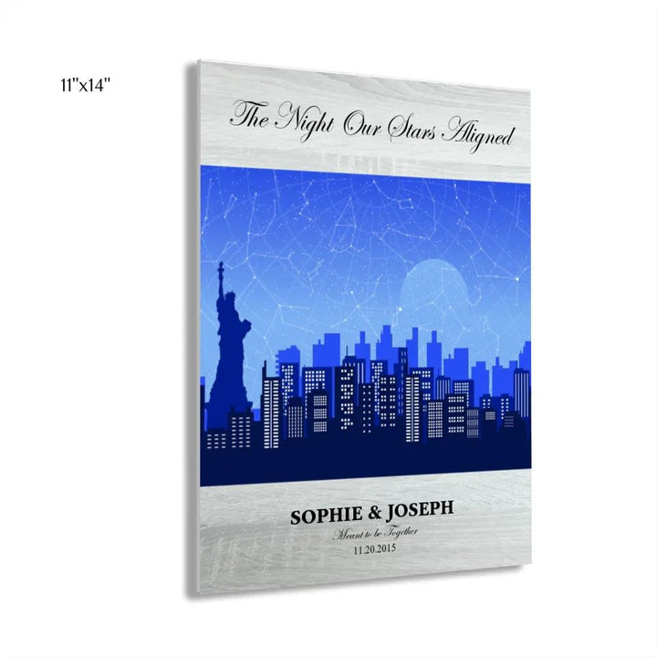 Custom Wall Art - Blue New York Cityscape Star Map - ARTFULANE