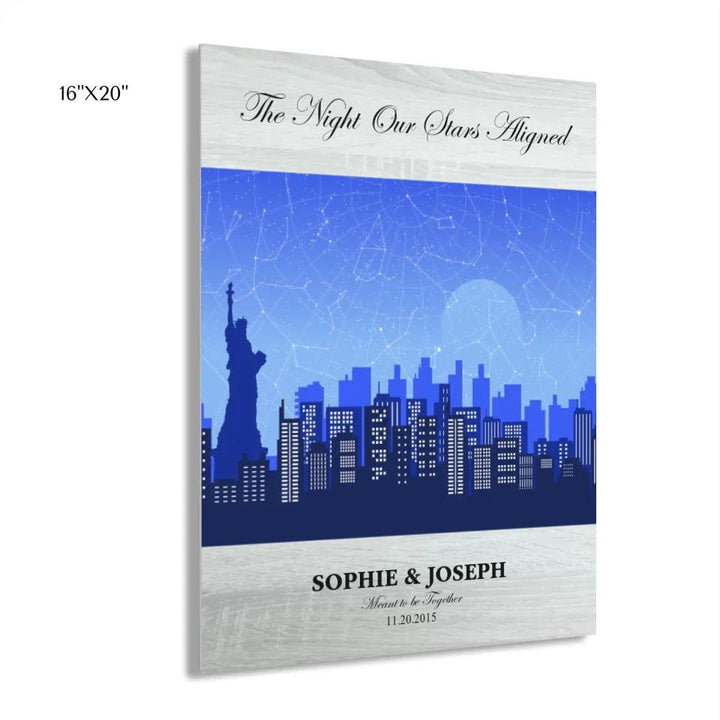 Custom Wall Art - Blue New York Cityscape Star Map - ARTFULANE