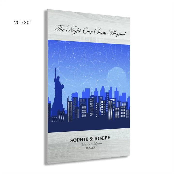 Custom Wall Art - Blue New York Cityscape Star Map - ARTFULANE