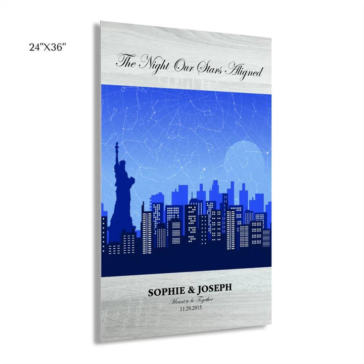 Custom Wall Art - Blue New York Cityscape Star Map - ARTFULANE