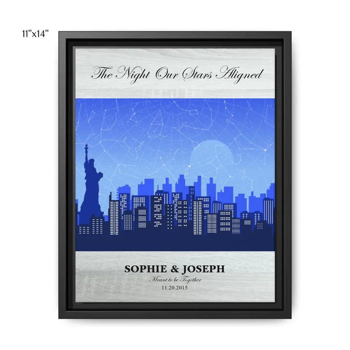 Custom Wall Art - Blue New York Cityscape Star Map - ARTFULANE