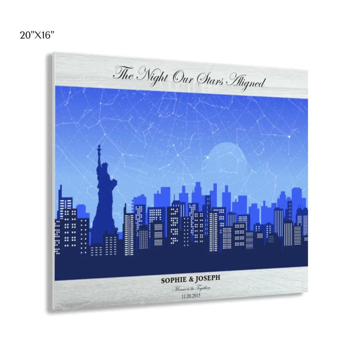 Custom Wall Art - Blue New York Cityscape Star Map - ARTFULANE