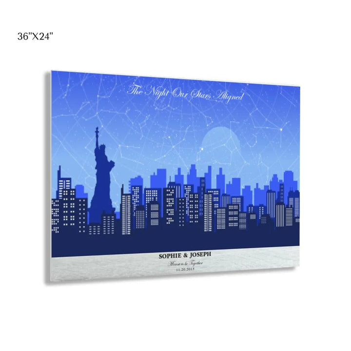 Custom Wall Art - Blue New York Cityscape Star Map - ARTFULANE