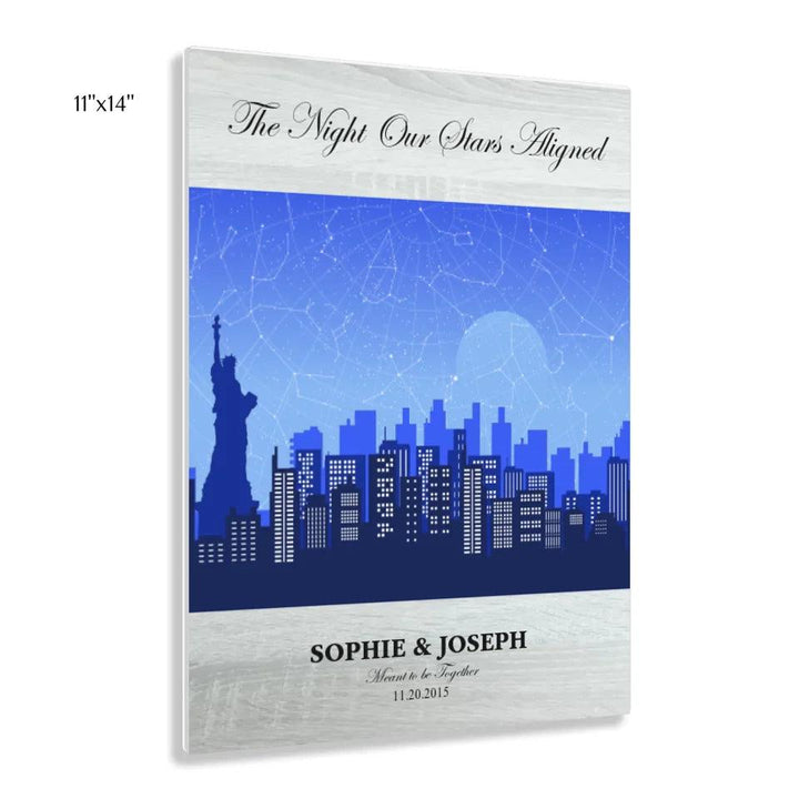 Custom Wall Art - Blue New York Cityscape Star Map - ARTFULANE