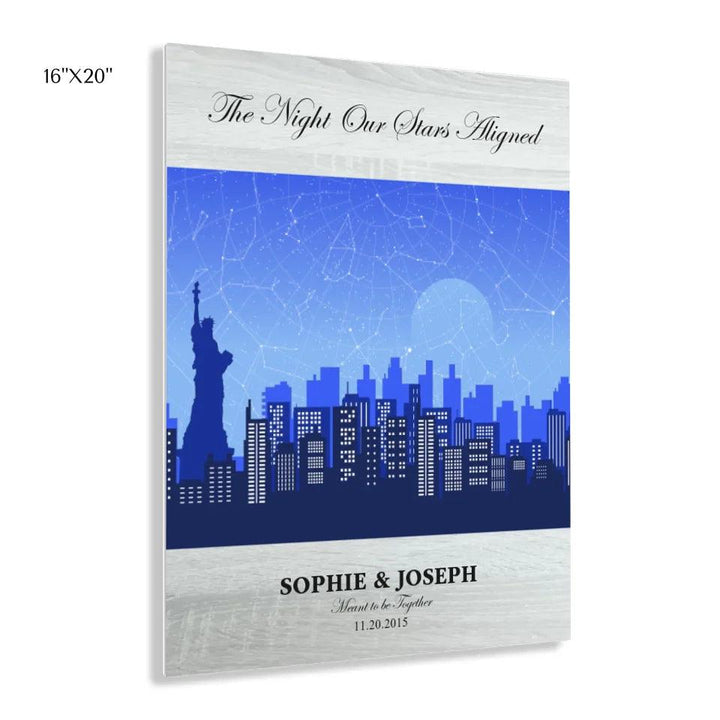 Custom Wall Art - Blue New York Cityscape Star Map - ARTFULANE