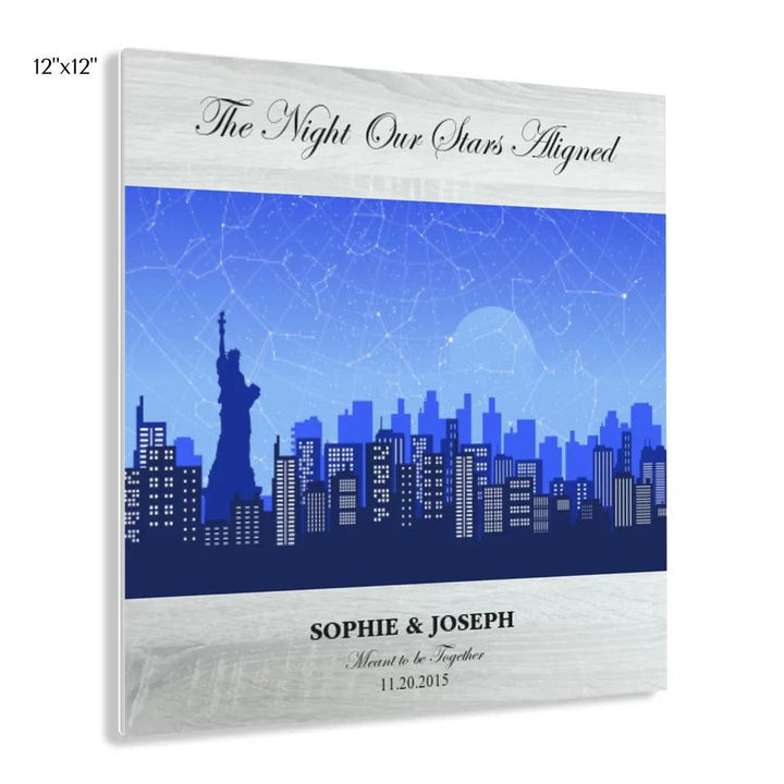Custom Wall Art - Blue New York Cityscape Star Map - ARTFULANE