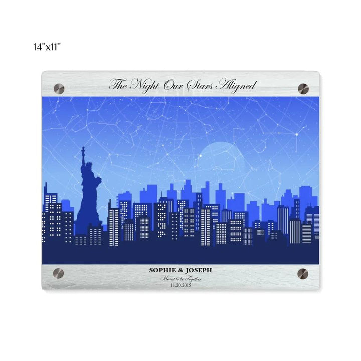 Custom Wall Art - Blue New York Cityscape Star Map - ARTFULANE