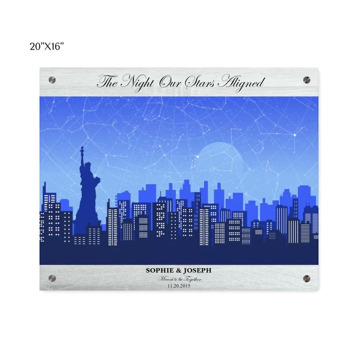 Custom Wall Art - Blue New York Cityscape Star Map - ARTFULANE