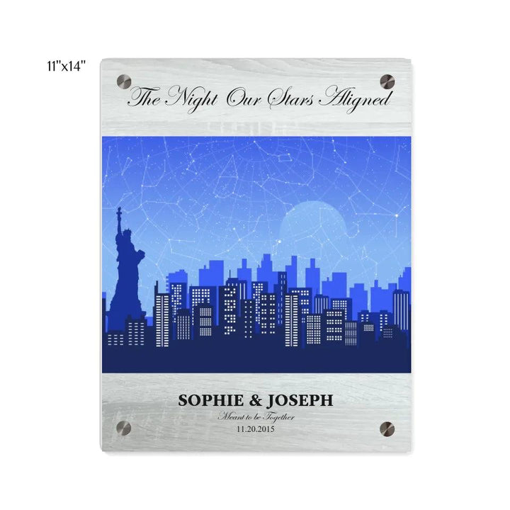Custom Wall Art - Blue New York Cityscape Star Map - ARTFULANE