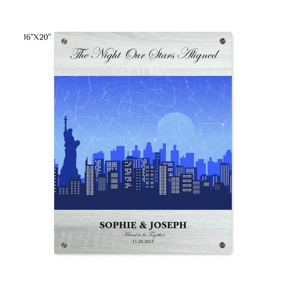 Custom Wall Art - Blue New York Cityscape Star Map - ARTFULANE