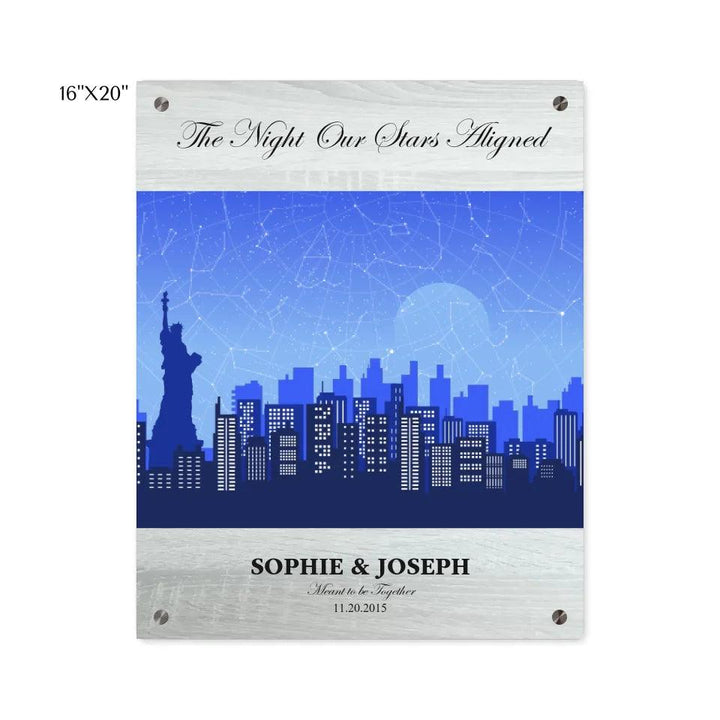 Custom Wall Art - Blue New York Cityscape Star Map - ARTFULANE