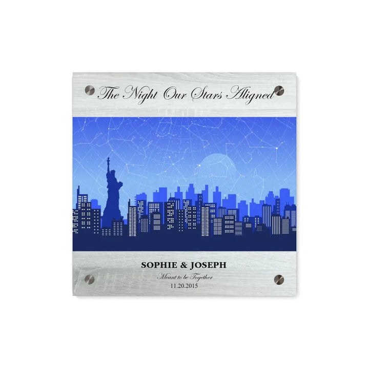 Custom Wall Art - Blue New York Cityscape Star Map - ARTFULANE