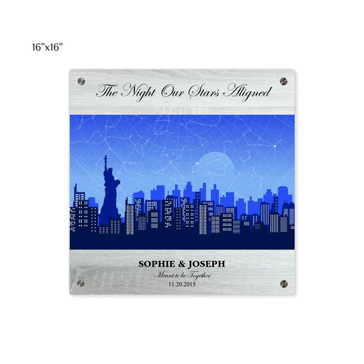 Custom Wall Art - Blue New York Cityscape Star Map - ARTFULANE