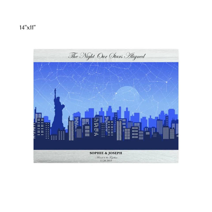 Custom Wall Art - Blue New York Cityscape Star Map - ARTFULANE