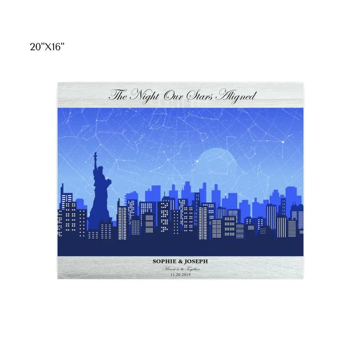 Custom Wall Art - Blue New York Cityscape Star Map - ARTFULANE