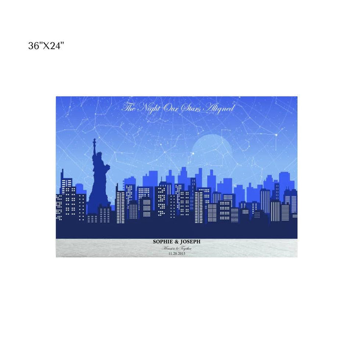 Custom Wall Art - Blue New York Cityscape Star Map - ARTFULANE