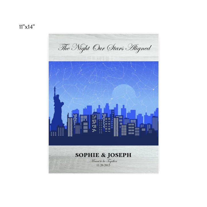 Custom Wall Art - Blue New York Cityscape Star Map - ARTFULANE