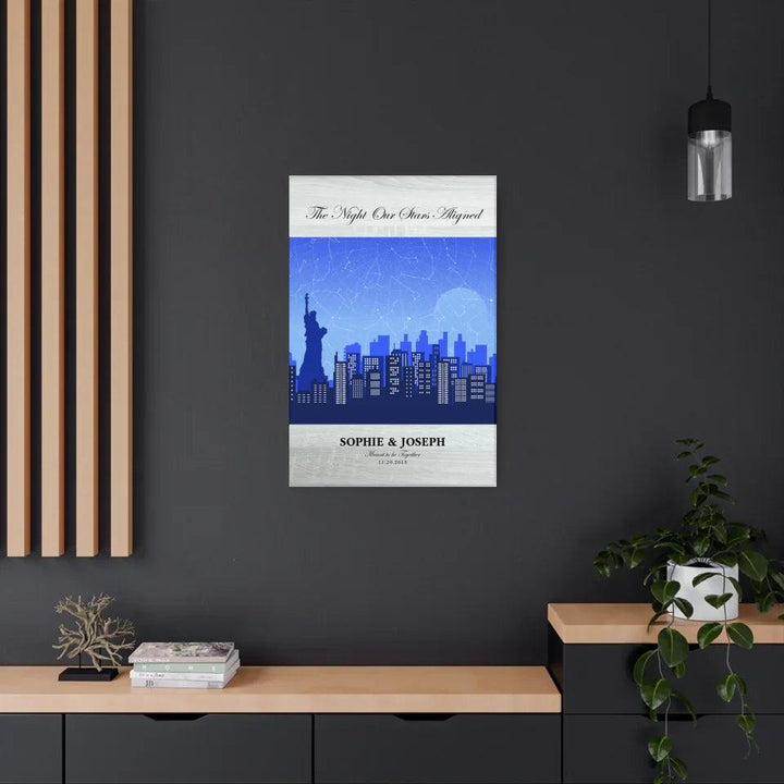 Custom Wall Art - Blue New York Cityscape Star Map - ARTFULANE
