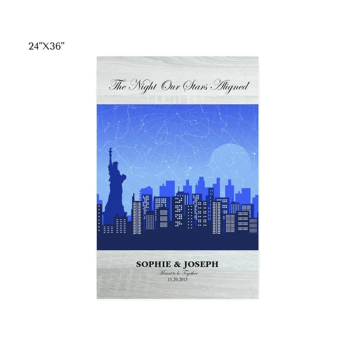 Custom Wall Art - Blue New York Cityscape Star Map - ARTFULANE