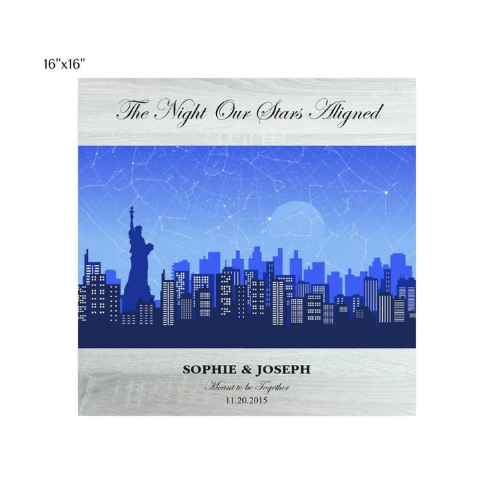 Custom Wall Art - Blue New York Cityscape Star Map - ARTFULANE