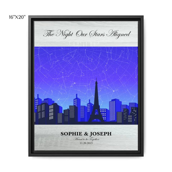 Custom Wall Art - Blue Paris Cityscape Star Map - ARTFULANE