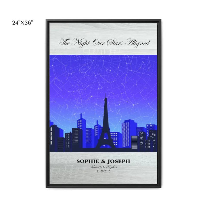 Custom Wall Art - Blue Paris Cityscape Star Map - ARTFULANE