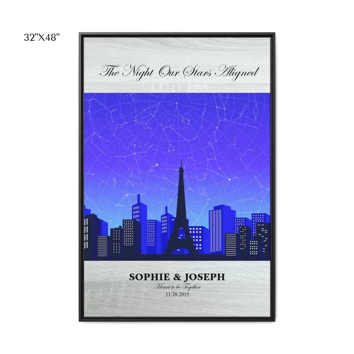 Custom Wall Art - Blue Paris Cityscape Star Map - ARTFULANE