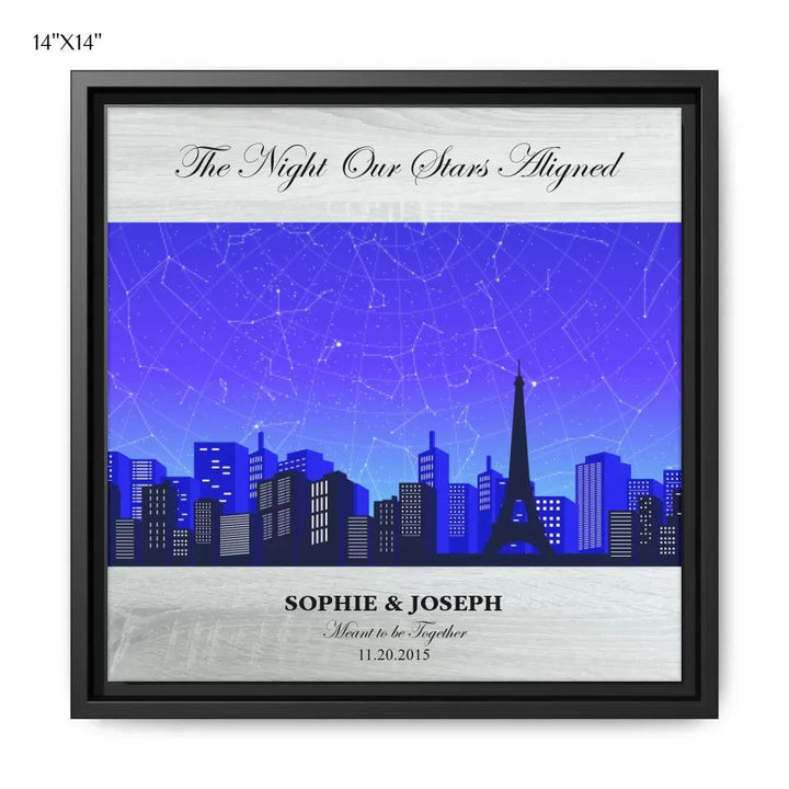 Custom Wall Art - Blue Paris Cityscape Star Map - ARTFULANE