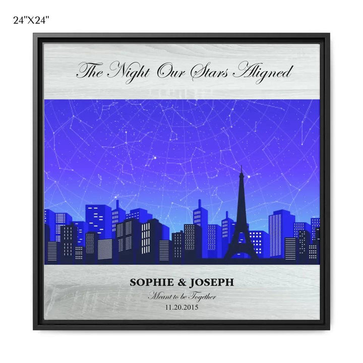 Custom Wall Art - Blue Paris Cityscape Star Map - ARTFULANE