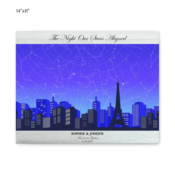 Custom Wall Art - Blue Paris Cityscape Star Map - ARTFULANE