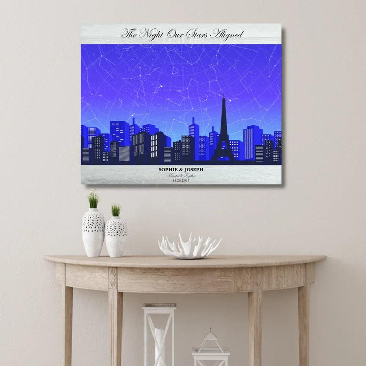 Custom Wall Art - Blue Paris Cityscape Star Map - ARTFULANE