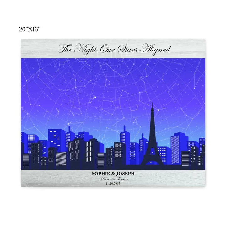 Custom Wall Art - Blue Paris Cityscape Star Map - ARTFULANE